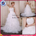 most popular sweetheart neckline orgaza ruffle skirt iridescent satin wedding dresses